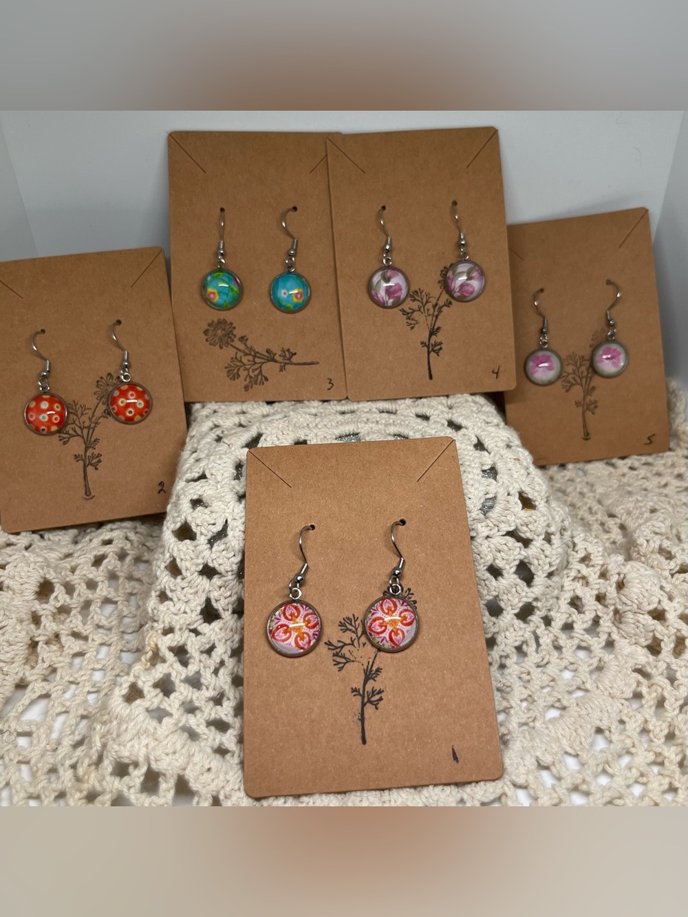 Handmade Cabochon earrings 1 set
